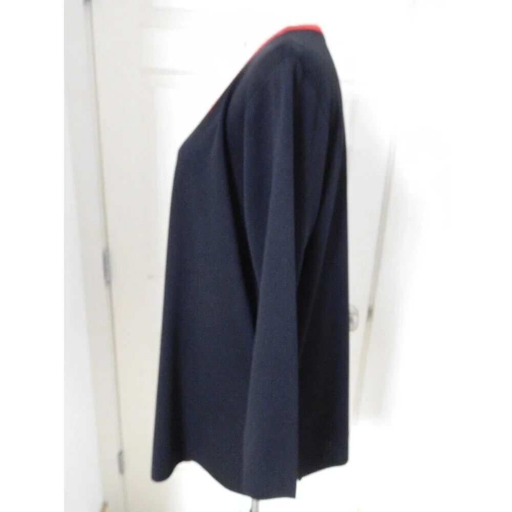 Women's EXCLUSIVELY MISOOK Black with Red Trim Open Front Long Cardigan Small